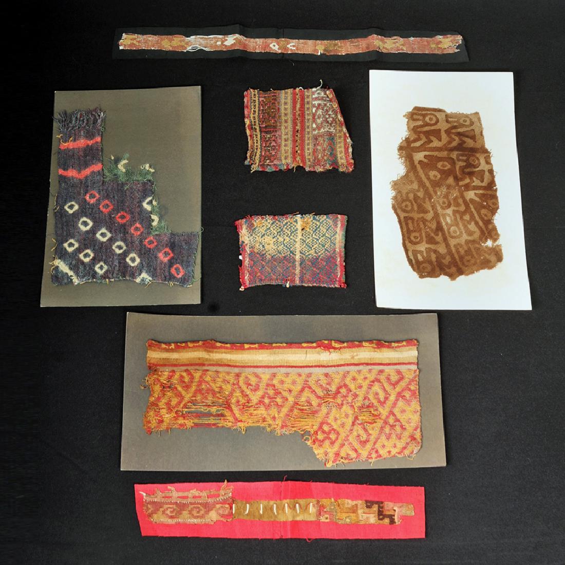 Lot of 5 Pre-Columbian Textile Panels, 2 Textile Strips (1 of 2)