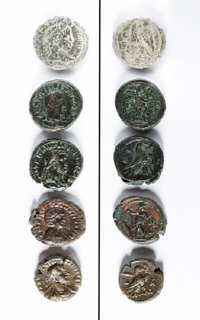 Lot of 5 Romano-Egyptian AE & AR Coins, Alexandria Mint (1 of 3)
