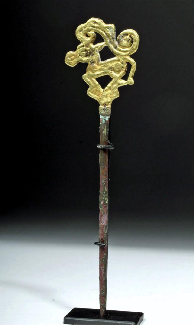 Scythian Iron Hair Pin w/ 15K Gold Deer Finial (1 of 5)