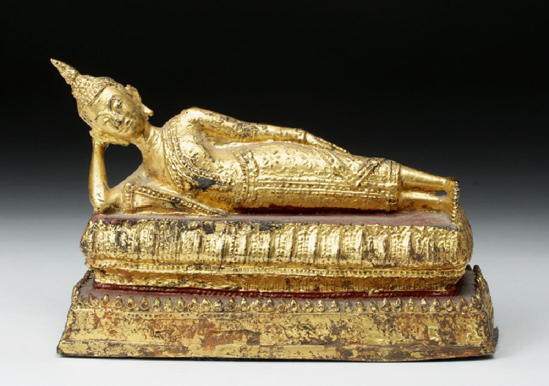 19th C. Burmese Gilded Bronze Parinirvana Buddha (1 of 7)