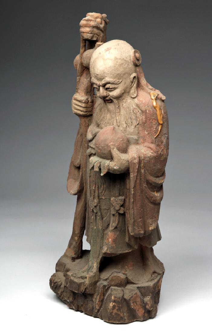 19th C. Chinese Camphor Wood Statue - God of Wisdom (1 of 8)