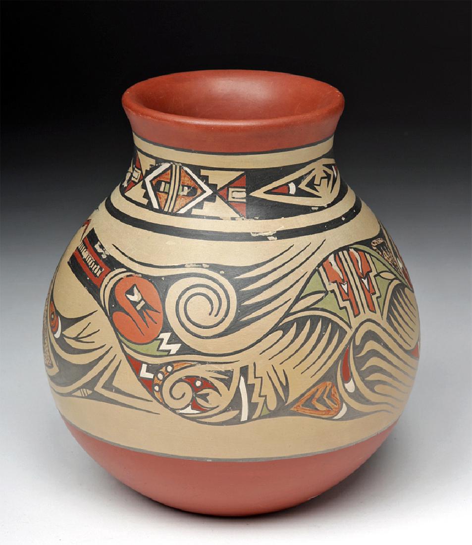 Signed 20th C. Santa Clara Polychrome Olla (1 of 7)