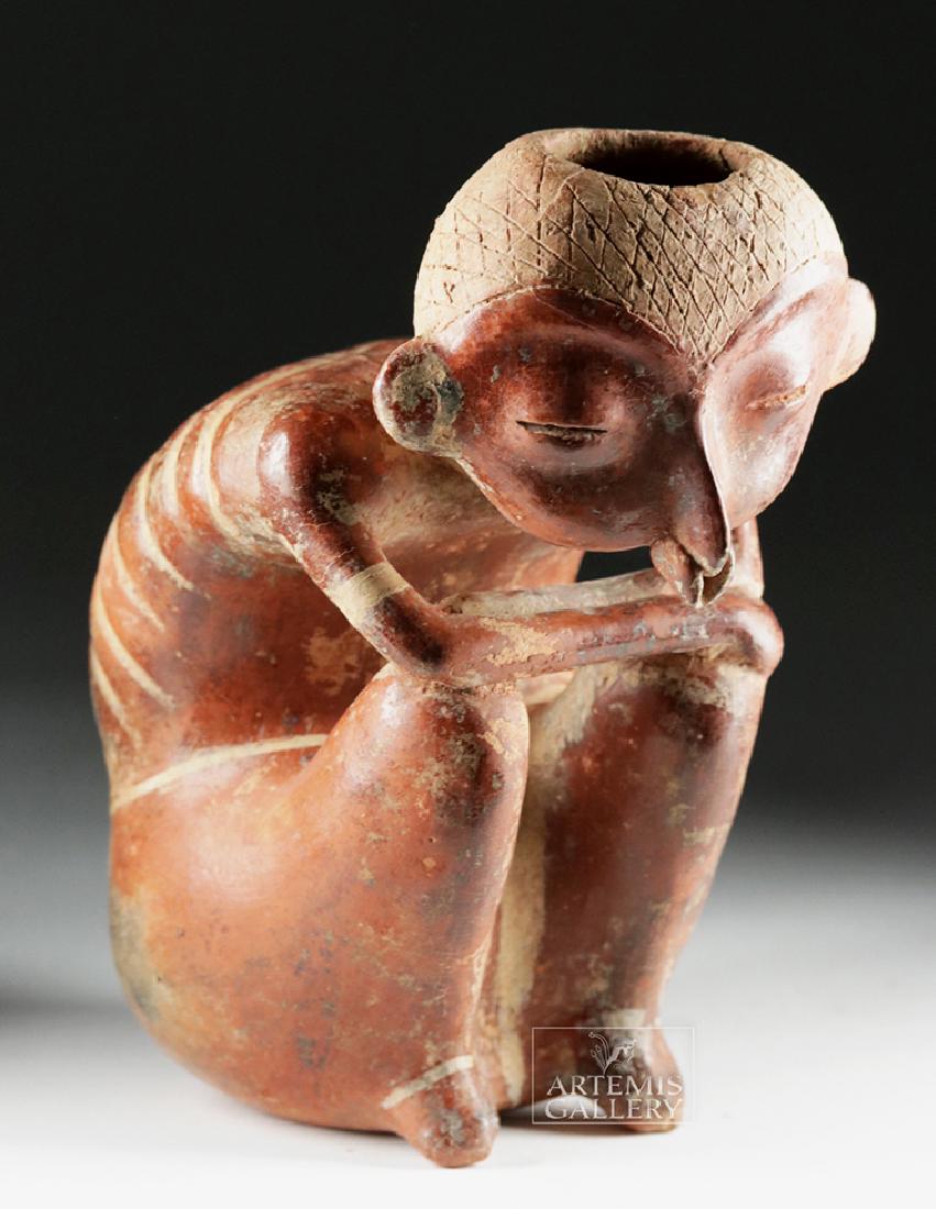 Rare Nayarit Chinesco Pottery Bichrome Seated Hunchback (1 of 7)