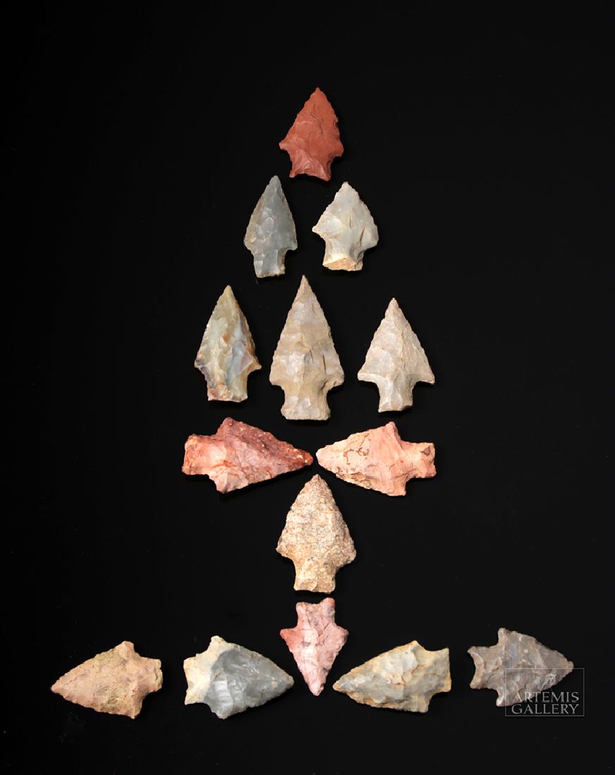 Fourteen Native American Stone Projectile Points (1 of 2)