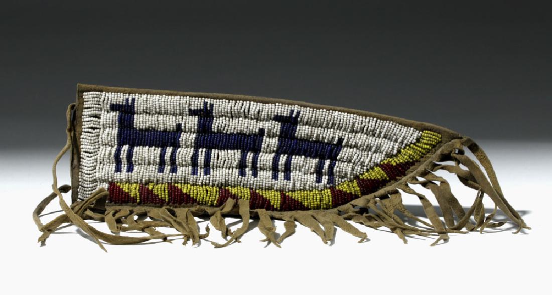 20th C. Plains Beaded Knife Sheath, Deer  Motif (1 of 4)