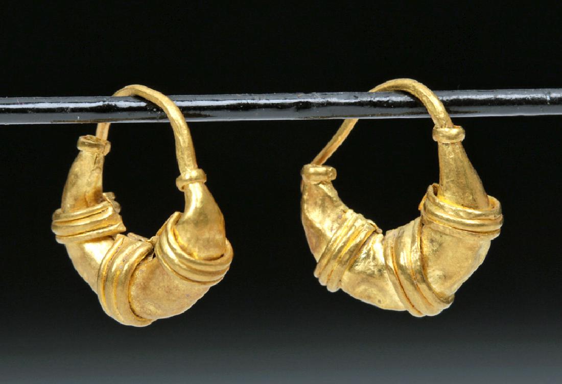 Roman 20K Gold Earrings - Lunate Design - 2.2 g (1 of 3)