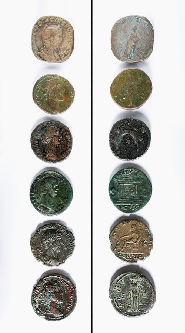 Lot of Six Roman Imperial Bronze Coins (1 of 3)