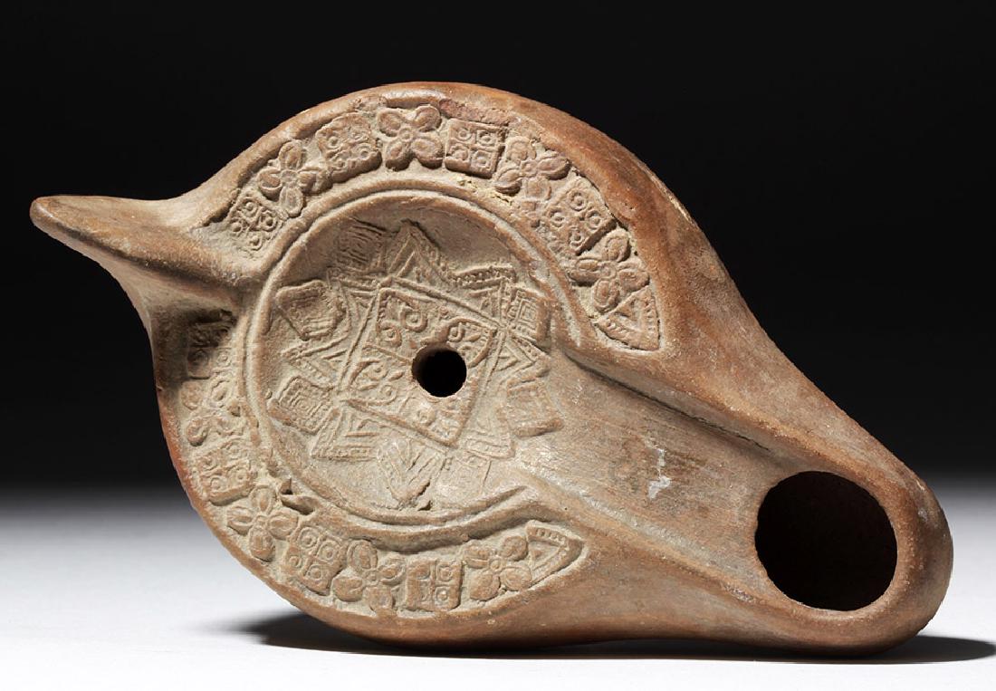 Roman North African Redware Oil Lamp - Florals (1 of 7)