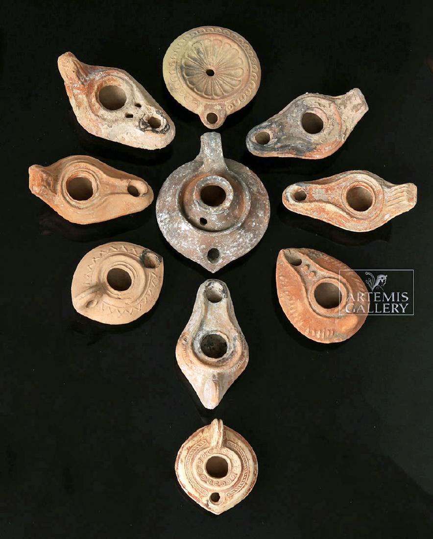 Ten Ancient Pottery Oil Lamps - Roman & Byzantine (1 of 5)