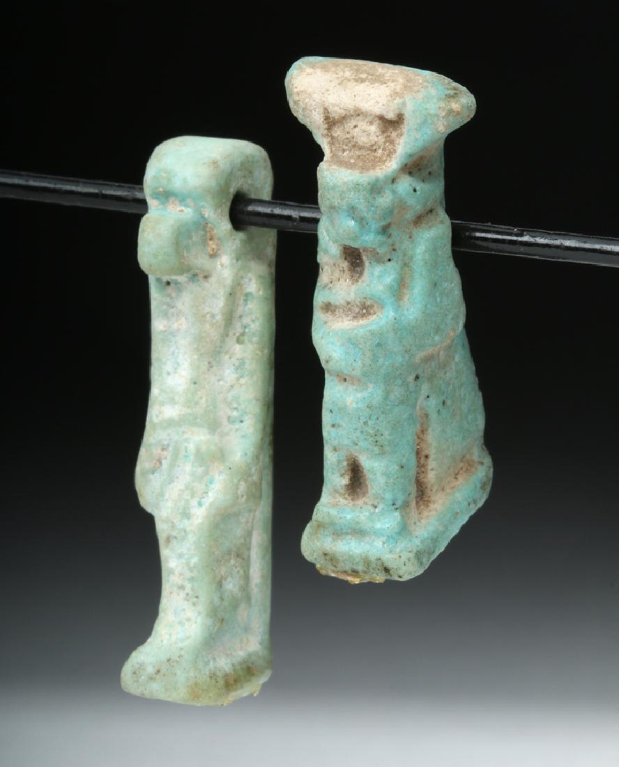 Pair of Egyptian Faience Amulets - Thoth & Isis (1 of 4)