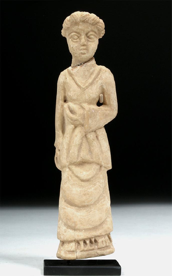 Romano-Egyptian Coptic Bone Idol - Standing Woman: **Originally Listed At $300** Egypt, Roman period to Coptic culture, ca. 1st century BCE to 1st century CE. A delightful female idol carved from a hollowed-out bone, probably from livestock or a small