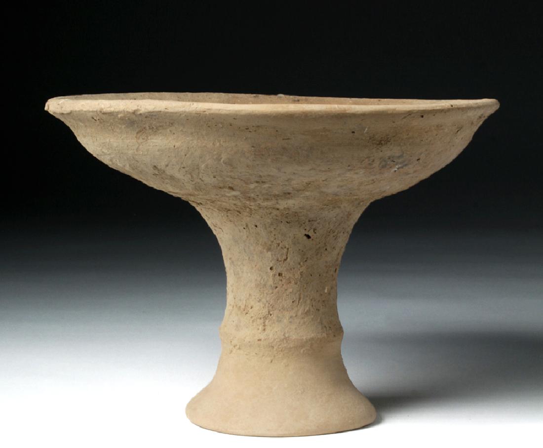 Holy Land / Iron Age Terracotta Pedestal Plate: **Originally Listed At $150** Near East, Holy Land, Iron Age, ca. 1st millennium BCE. A large, hand-made earthenware plate on a round pedestal that broadens into a flared foot. The pedestal bowl is re