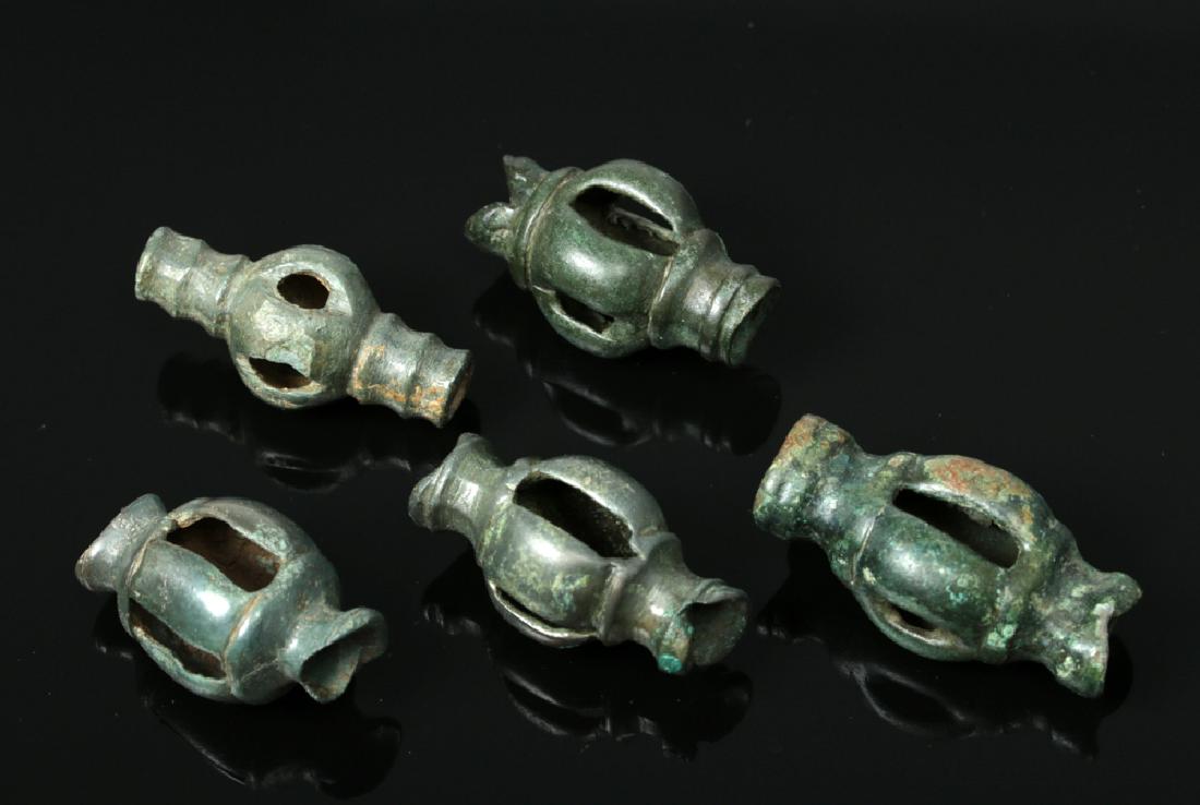 Lot of 5 Viking Bronze Barrel Beads (1 of 3)
