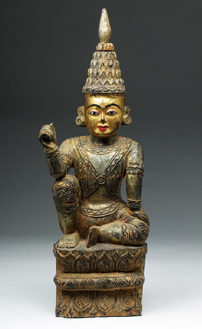 19th C. Burmese Gilded Wood Nat Figure (1 of 5)