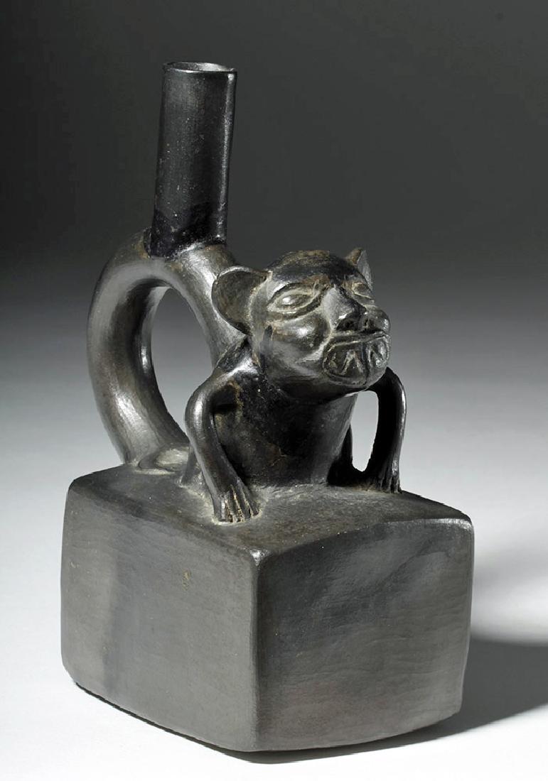 Choice Chimu Blackware Stirrup Jar w/ Jaguar (1 of 7)