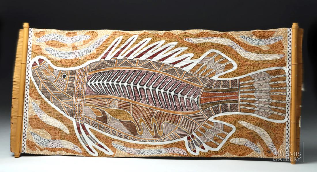 Australian Aboriginal Bark Painting - Barramundi (1 of 6)