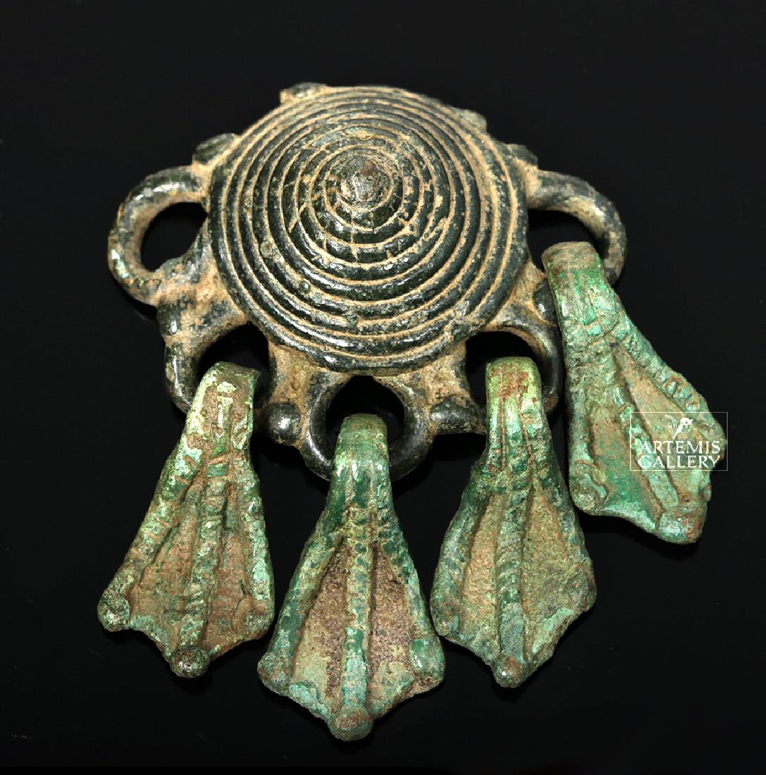 Viking Bronze Duck Foot Pendant w/ Spiral Boss (1 of 3)