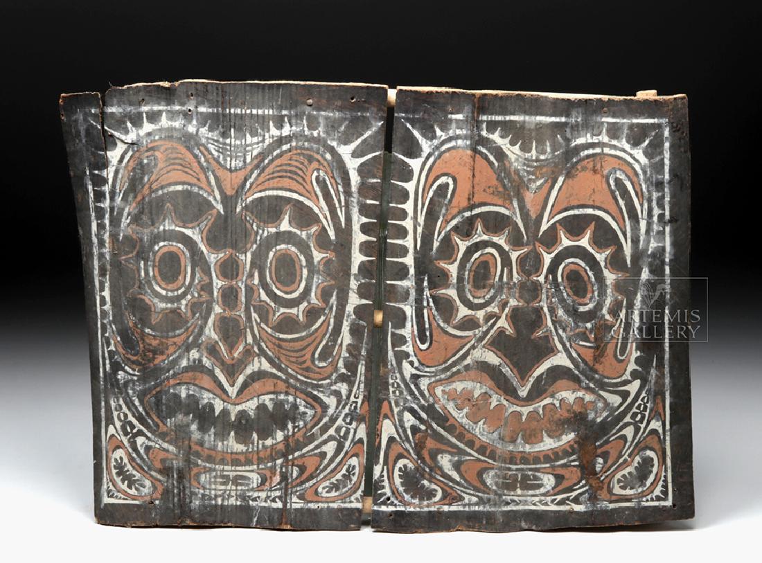 Rare 20th C. Papua New Guinea Bark Painting Set (1 of 3)