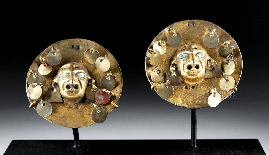 Moche Pair of Massive 14K Gold Ear Ornaments - 55.4 g (1 of 6)