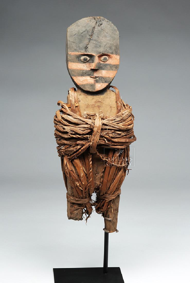 Chancay Unique Wood Figure w/ Face Tattoos (1 of 5)