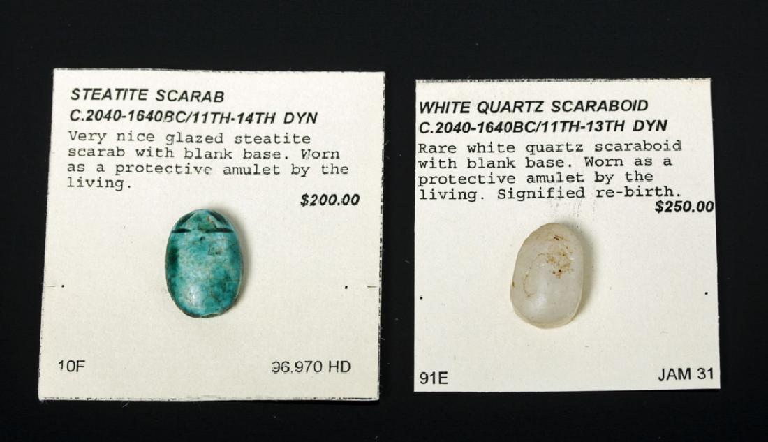 Pair Egyptian Scarabs / Steatite & Quartz,  ex-Mitry (1 of 2)