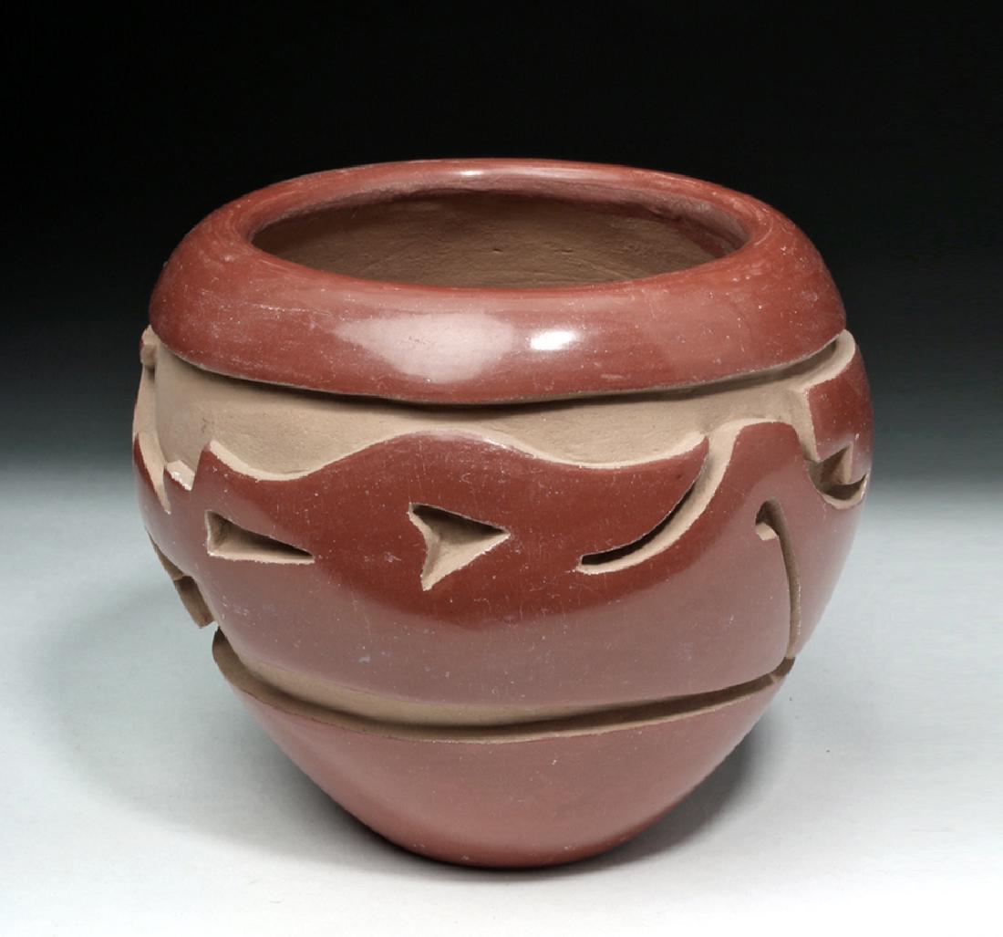 Santa Clara Redware Pottery Jar w/ Avanyu - Mida Tafoya (1 of 6)
