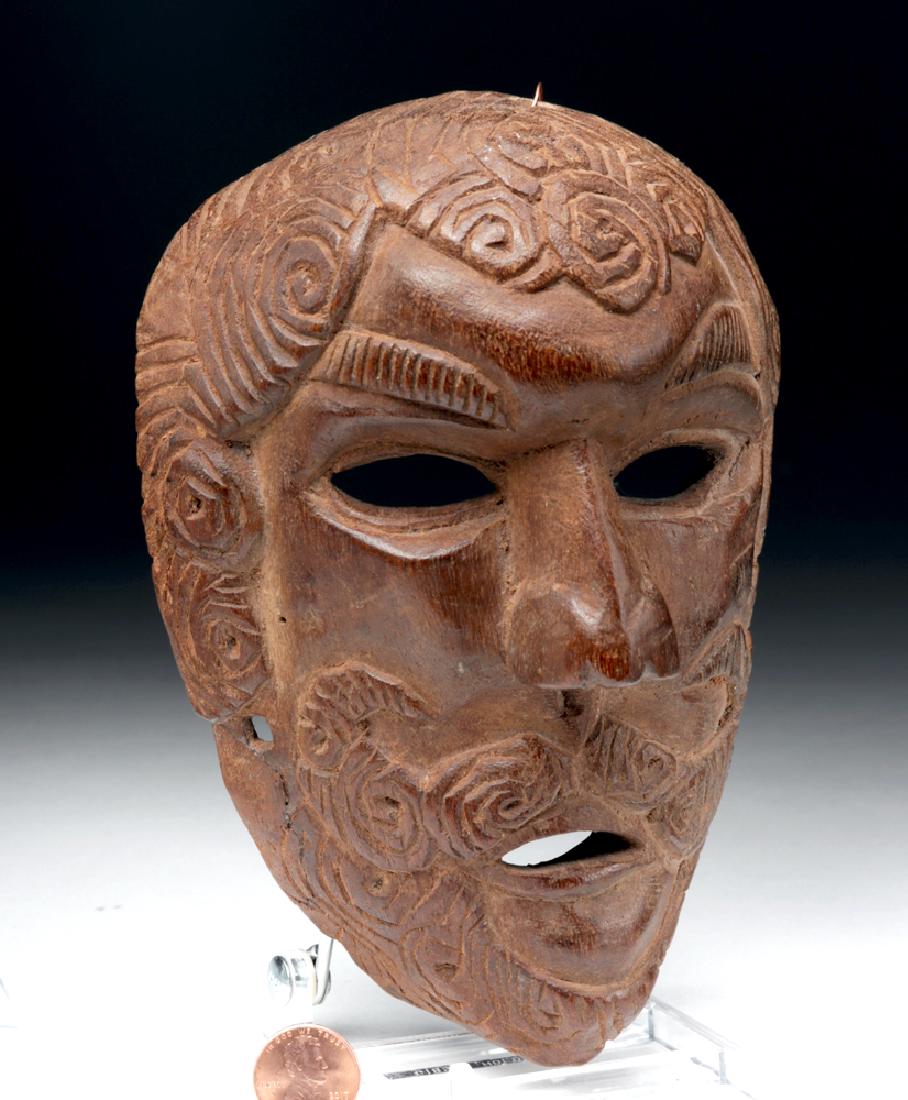 Early 20th C. Guatemalan Wood Mask of Spanish Dandy (1 of 4)