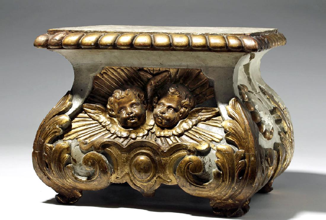 19th C. Ornate Wooden Plinth for Santos - Cherub Motif (1 of 6)