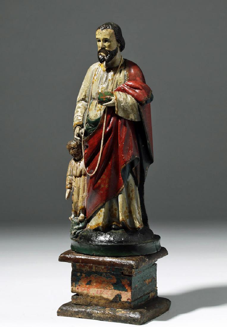 19th C. Mexican Wood Santo - St. Vincent de Paul (1 of 7)