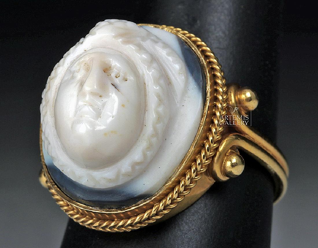 Roman 22K Gold Ring w/ Sardonyx Cameo, ex-Christies (1 of 3)