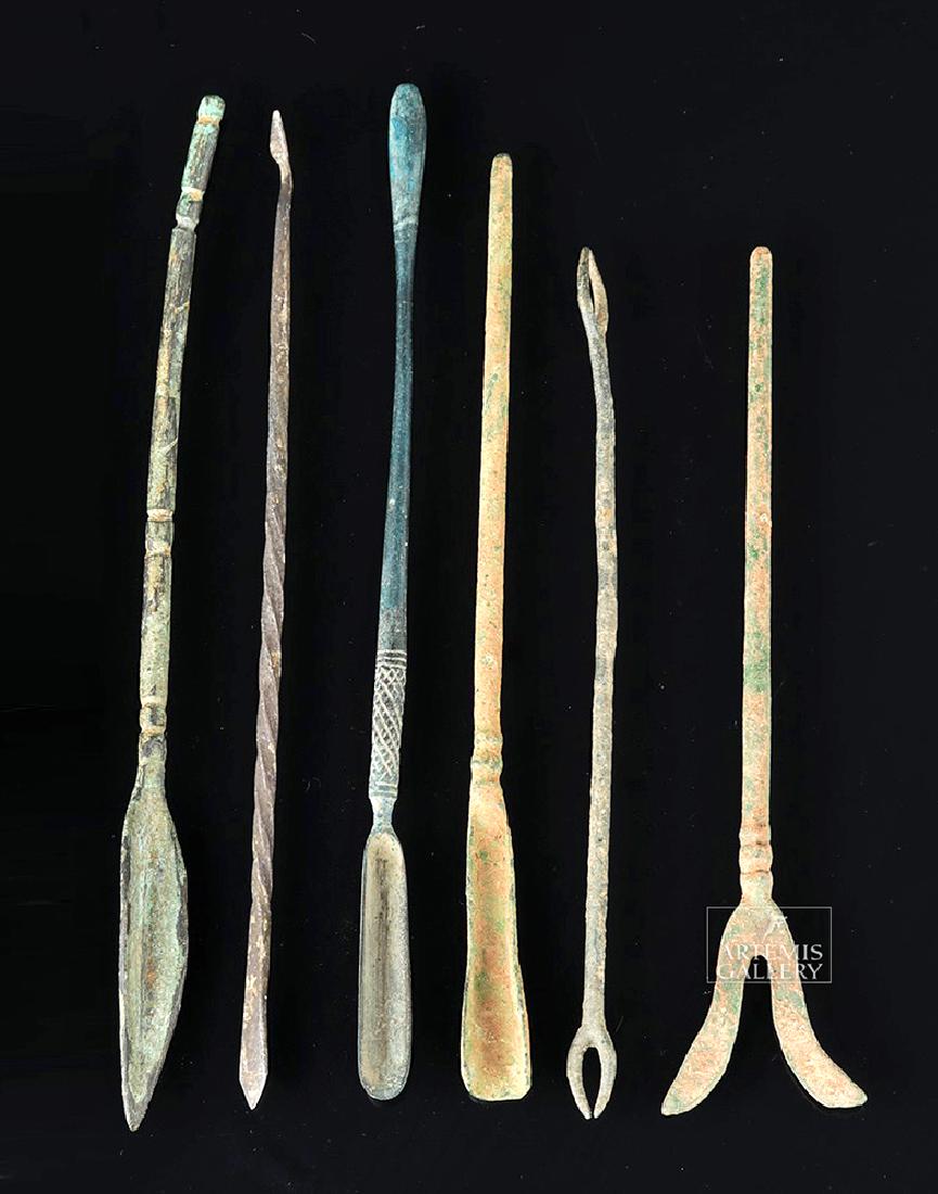 Roman Bronze Medical Implement Assortment (6) (1 of 3)