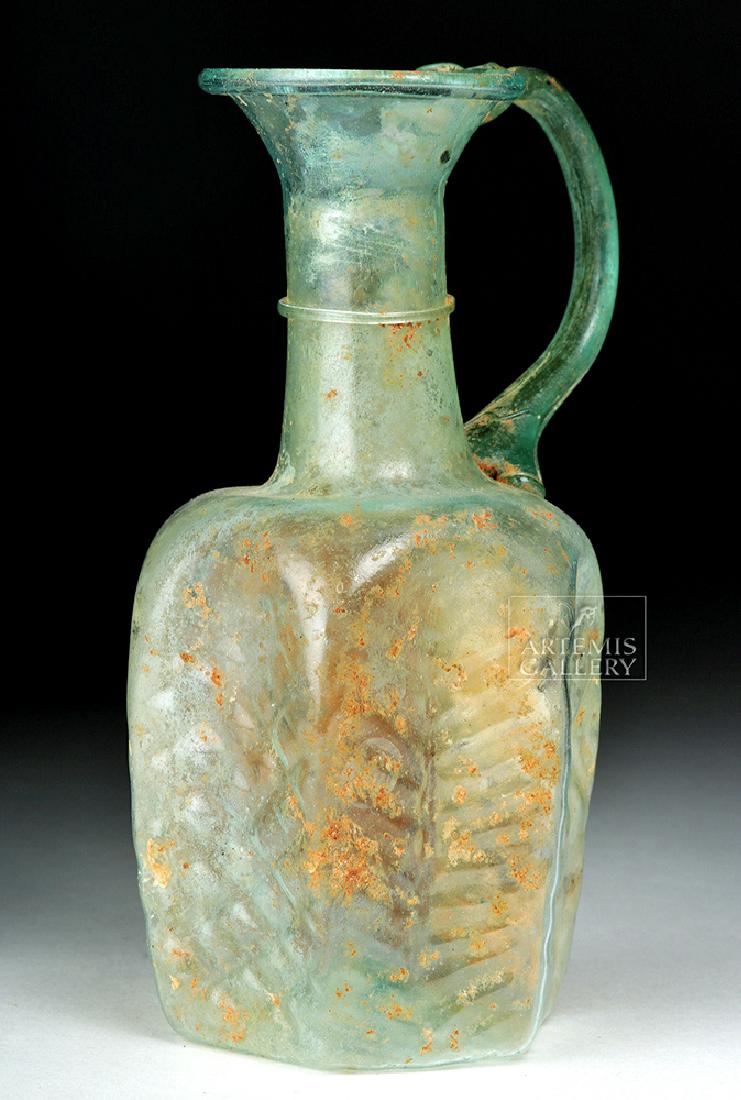 Roman Glass Hexagonal Pitcher w/ Molded Designs (1 of 7)