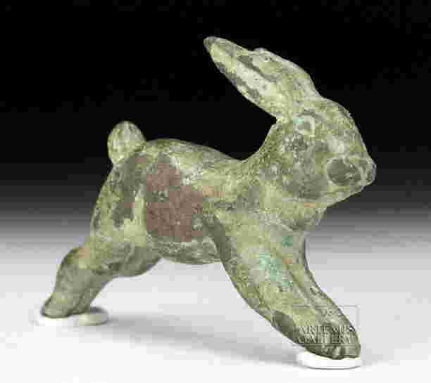 Roman Bronze Miniature Rabbit Figurine