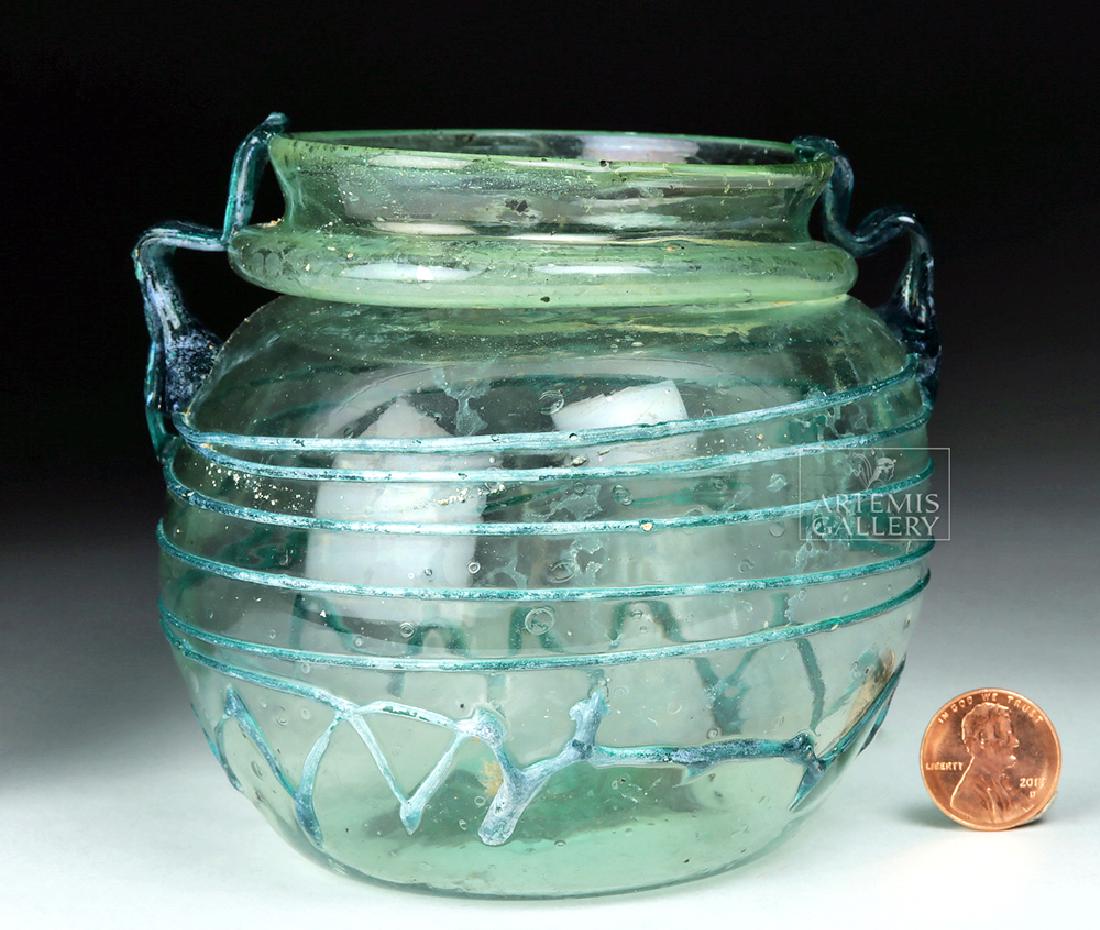 Superb Roman Glass Jar w/ Applied Blue Rigaree (1 of 8)