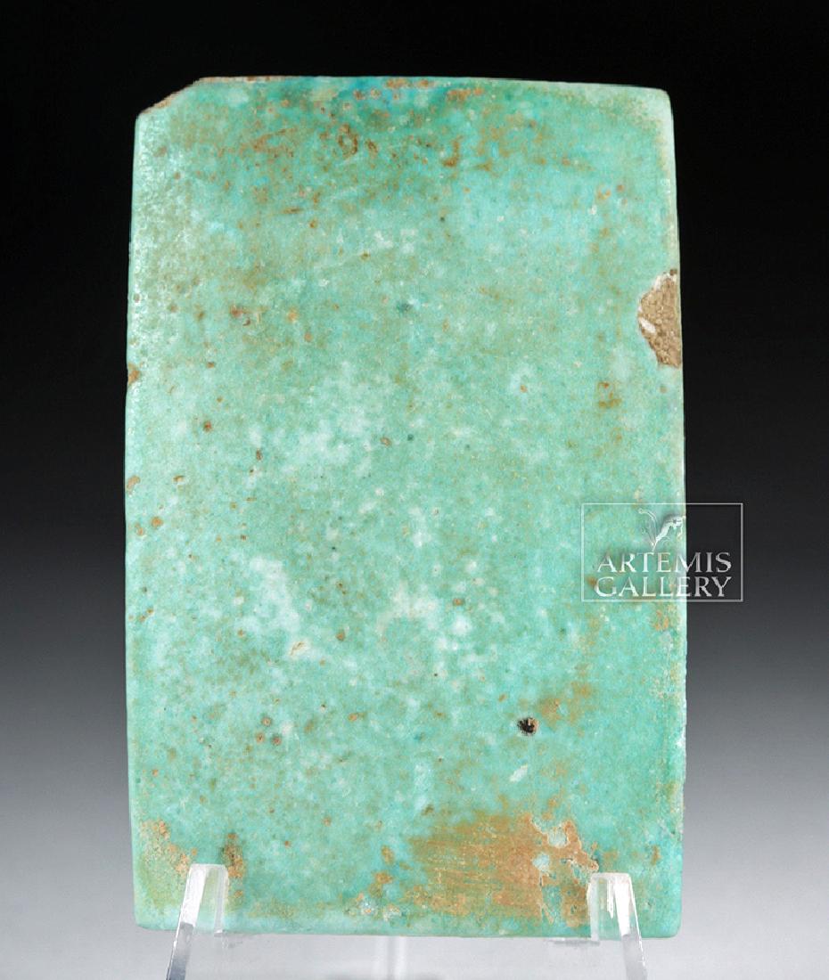 Egyptian Faience Djoser Temple Tile - Third Dynasty: Ancient Egypt, Old Kingdom, Third Dynasty, ca. 2630 to 2611 BCE. One of the over thirty-thousand rectangular faience tiles found in the funerary complex of the Pharaoh Djoser. On the back is a project