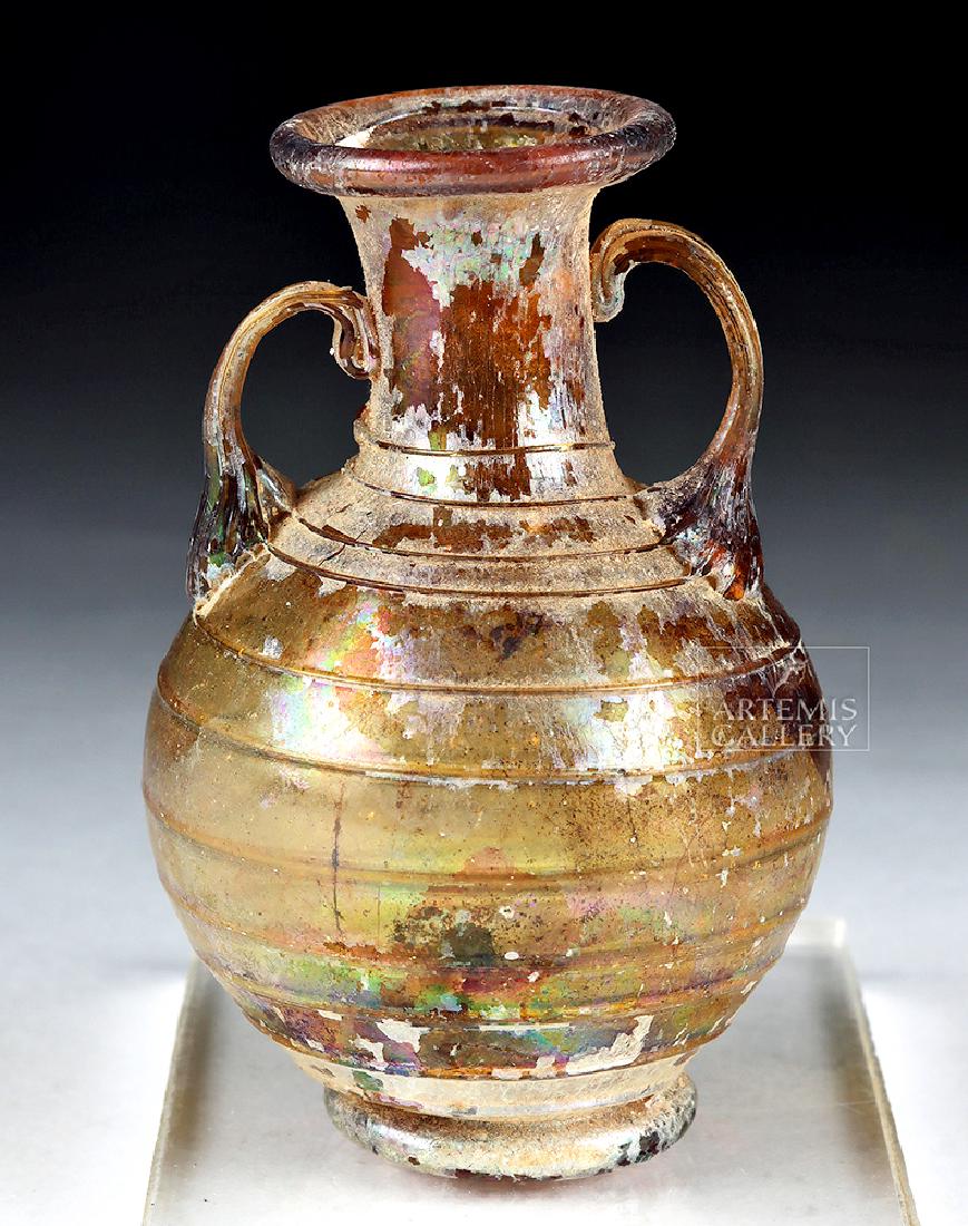 Breathtaking Roman Glass Aryballos, Threadlike Trailing (1 of 7)