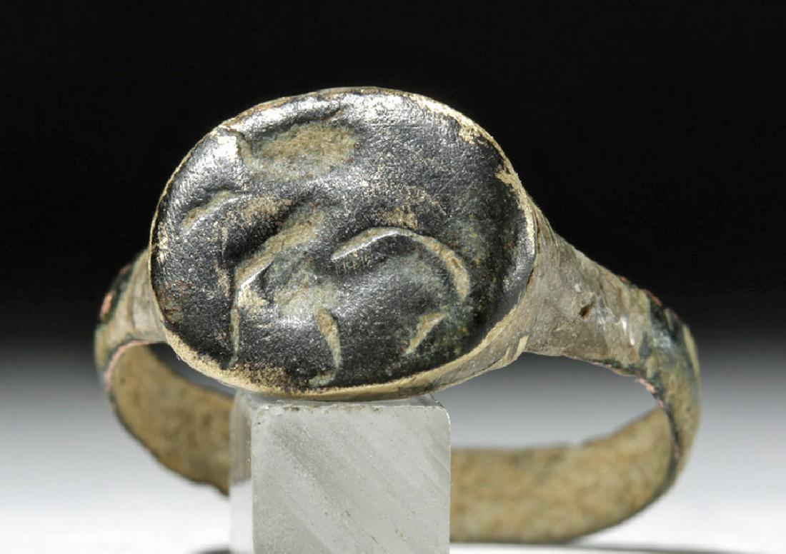 Roman Gilded Bronze Silver Ring - Horse (1 of 5)