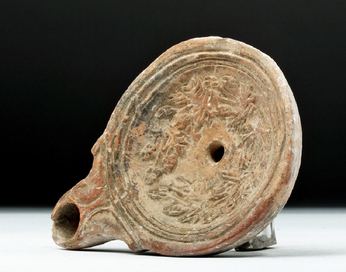 Roman Pottery Oil Lamp w/ Laurel Leaves (1 of 7)
