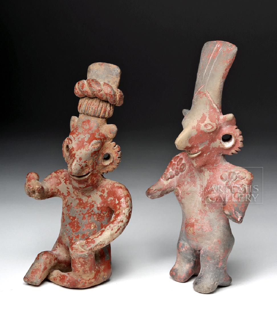 Pair Large Jalisco "Sheepface" Pottery Female Figures (1 of 7)