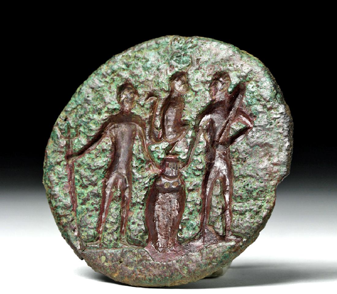 Early Anatolian Bronze Stamp Seal w/ Three Figures (1 of 4)