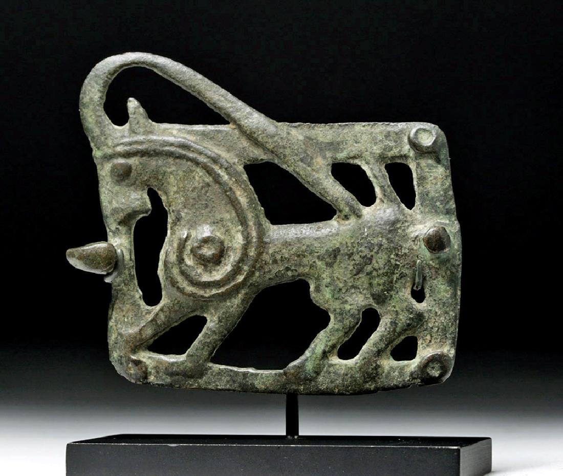 Ancient Central Asian Bronze Belt Buckle - Ibex (1 of 3)