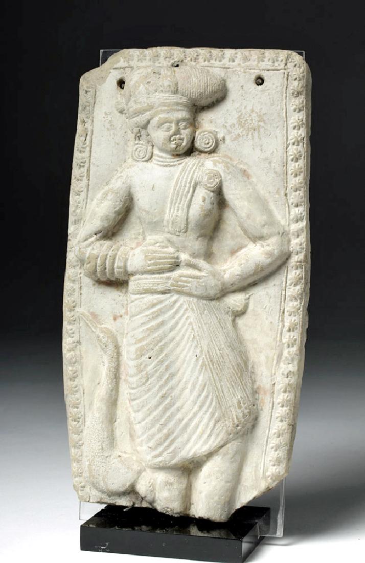 Indian Kushan Painted Pottery Plaque w/ Prince & Bird (1 of 6)