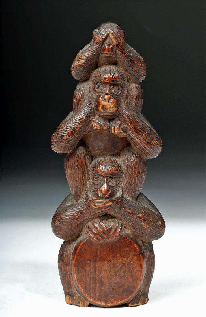 Meiji Period Wooden Japanese Monkey Totem (1 of 7)