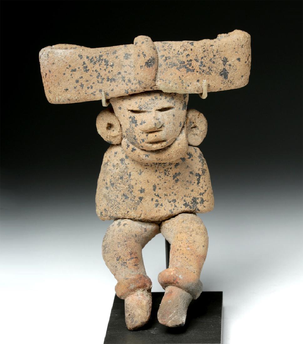 Teotihuacan Seated Pottery Human Figure, Huge Headdress (1 of 5)