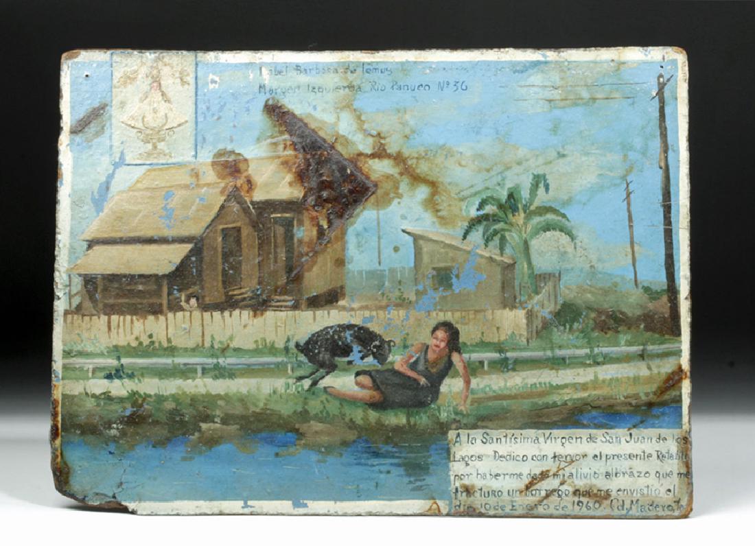 20th C. Rare Mexican Ex Voto - Paint on Board (1 of 7)