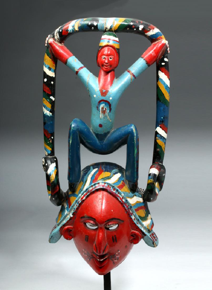 Exhibited African Ibibio Painted Wood Face Mask (1 of 5)