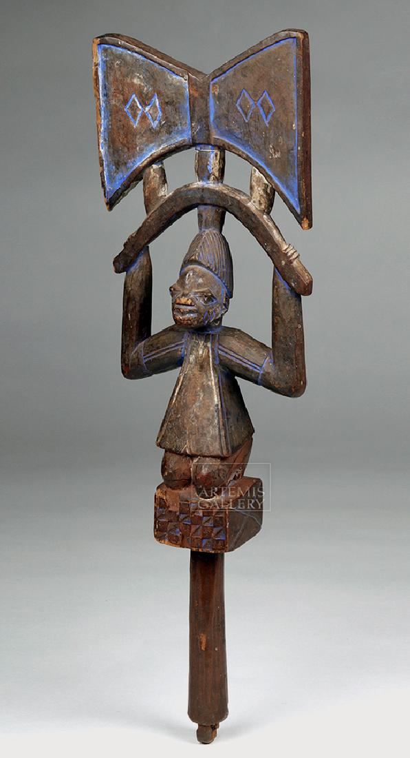 20th C. Yoruba Wooden Shango w/ Blue Pigment (1 of 4)