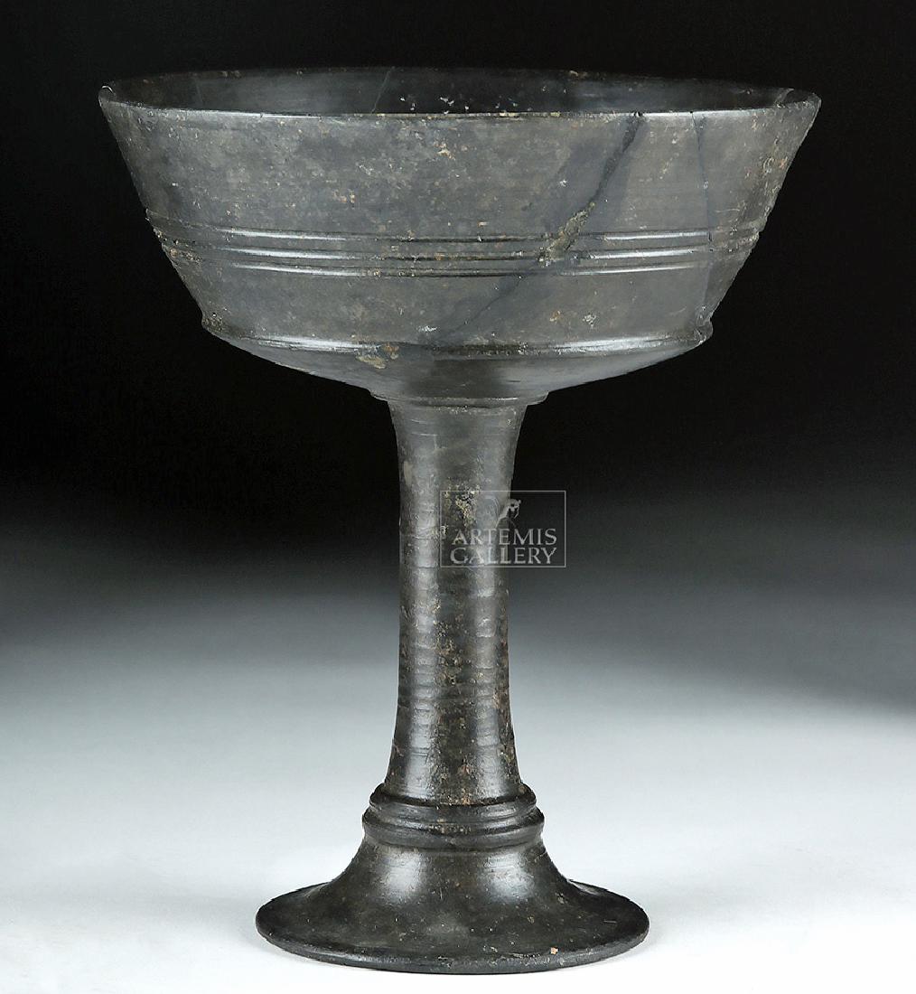 Etruscan Bucchero Pottery Long Stem Chalice