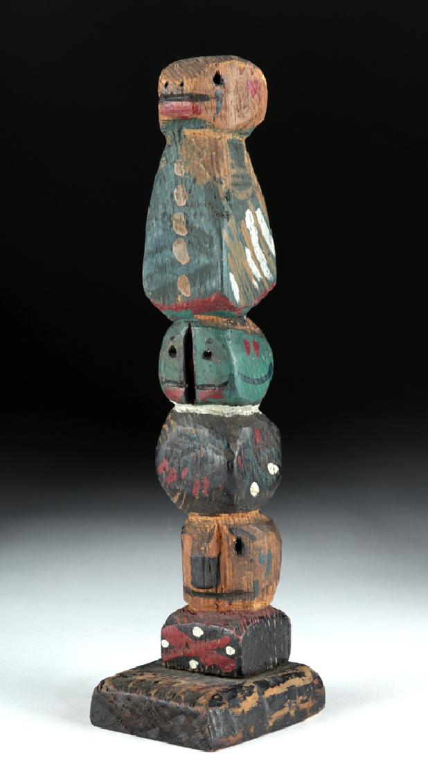 Early 20th C. Pacific Northwest Haida Carved Wood Totem (1 of 8)