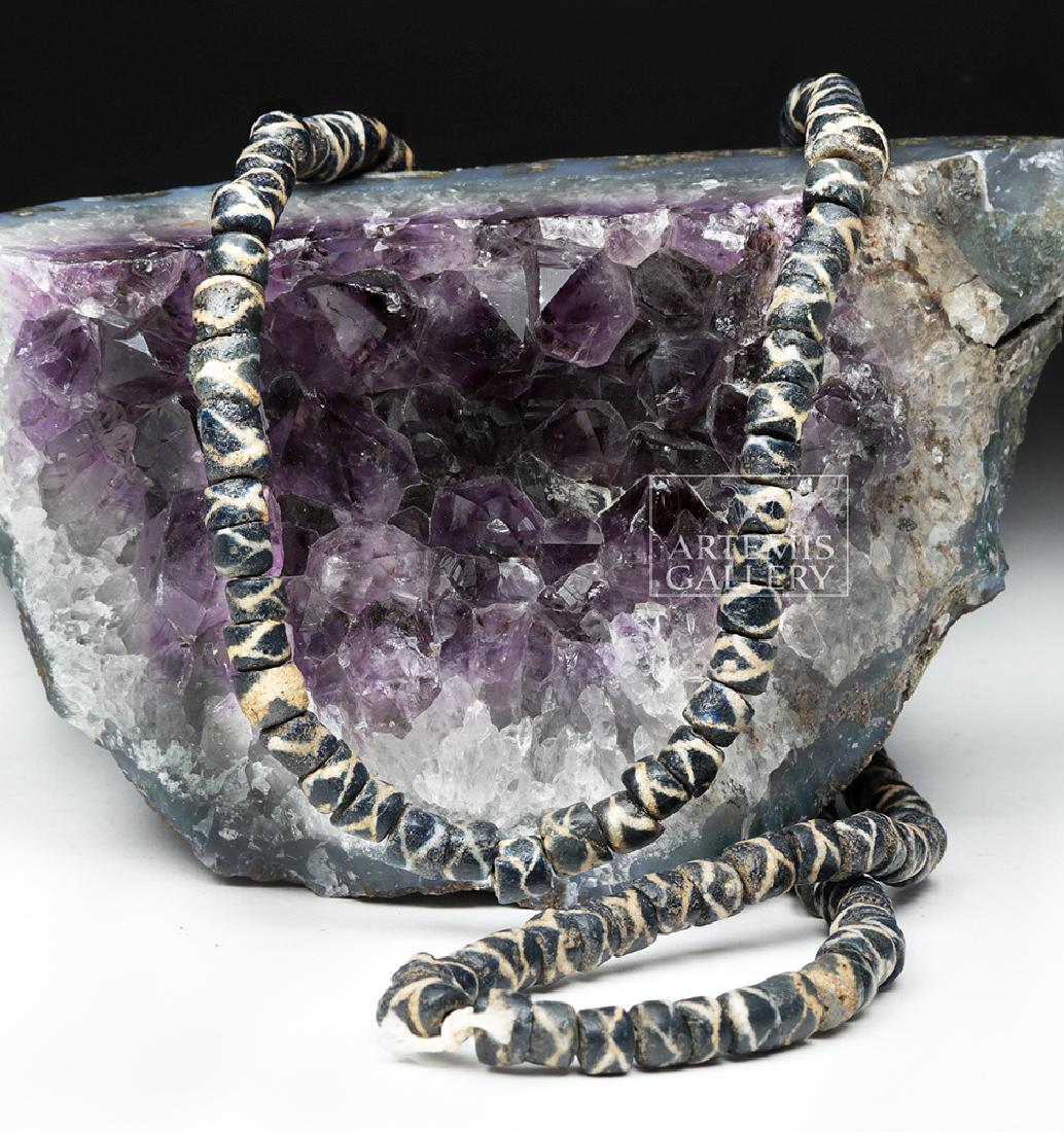 18th C. African Trade Bead Necklace, Black & Tan Glass (1 of 4)